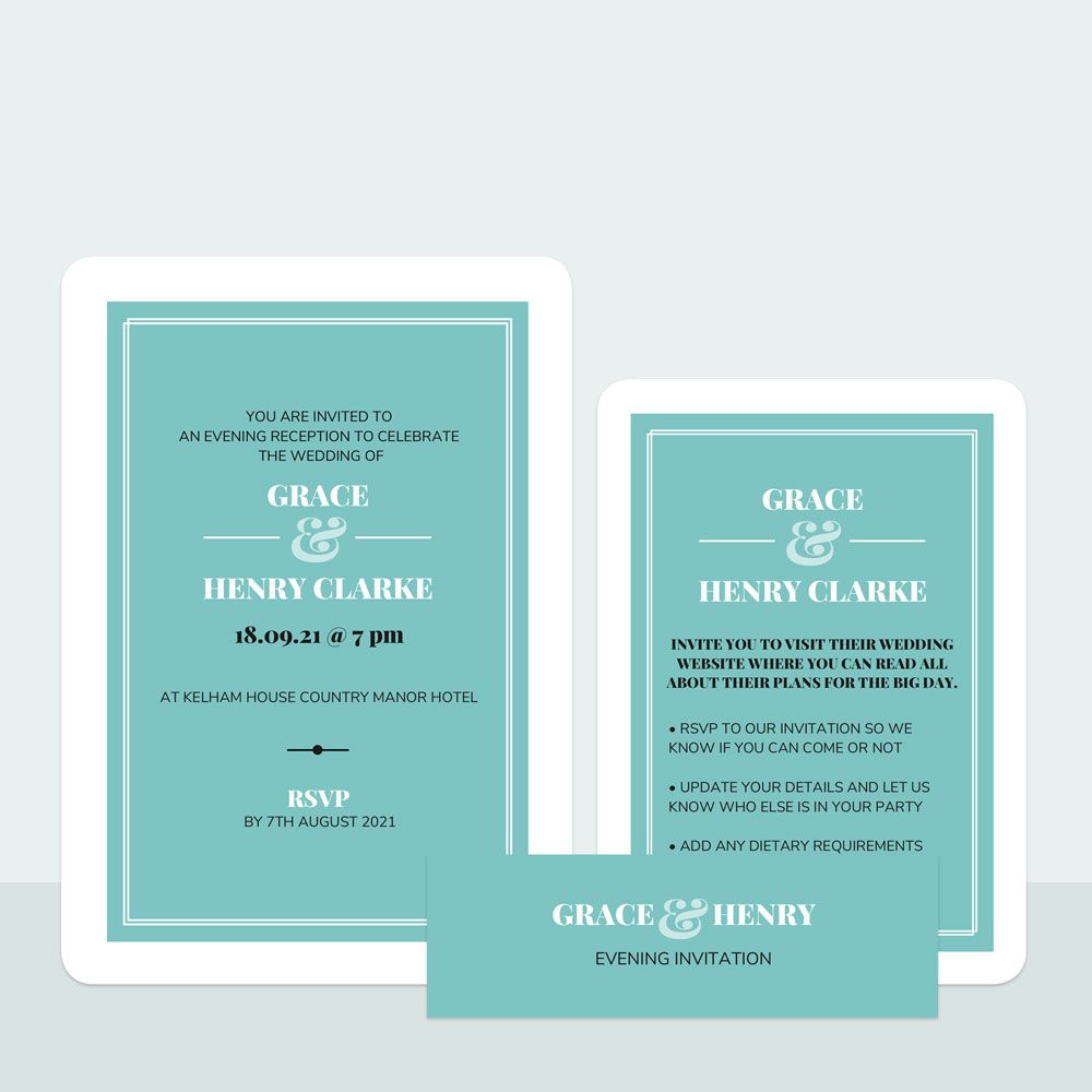 Chic Typography Bespoke - Evening Invitation & Information Card Suite