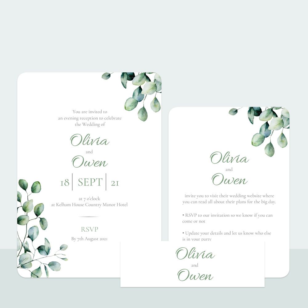 Eucalyptus - Evening Invitation & Information Card Suite