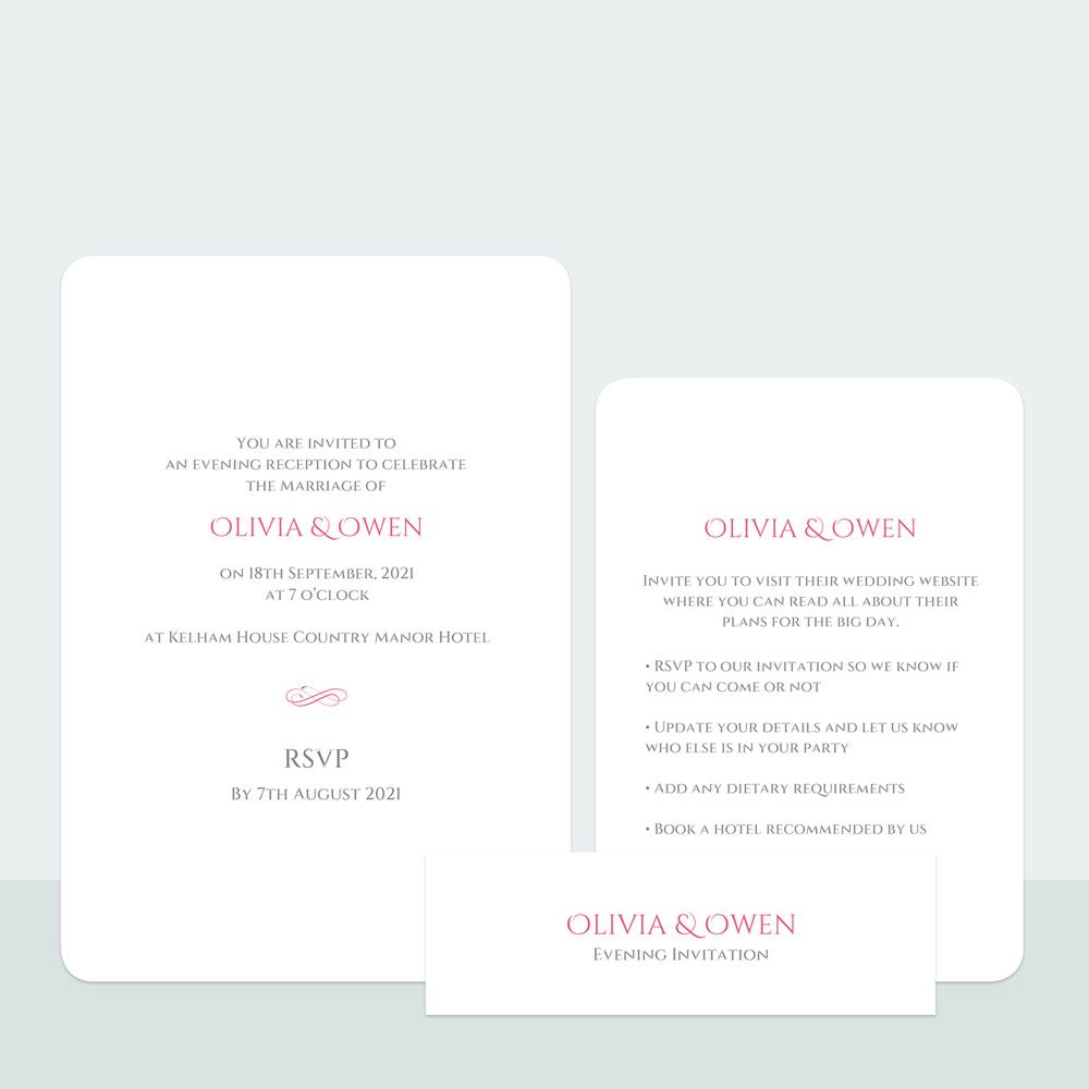 Formal Typography Bespoke - Evening Invitation & Information Card Suite