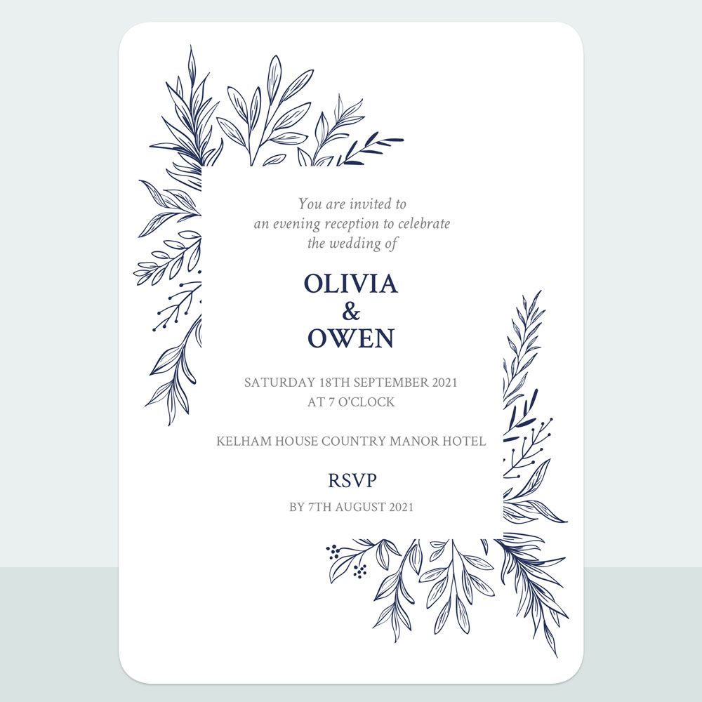 Blossom Sketch - Iridescent Evening Invitation & Information Card Suite