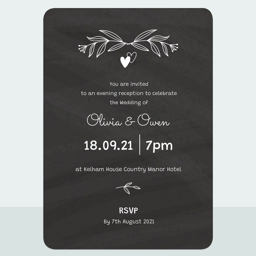 Chalkboard Hearts - Evening Invitation & Information Card Suite