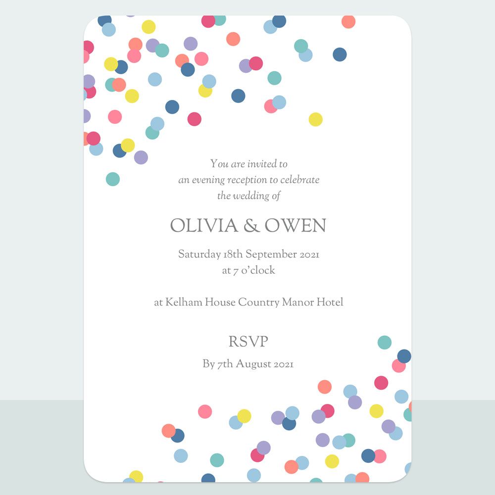 Colourful Confetti - Evening Invitation & Information Card Suite