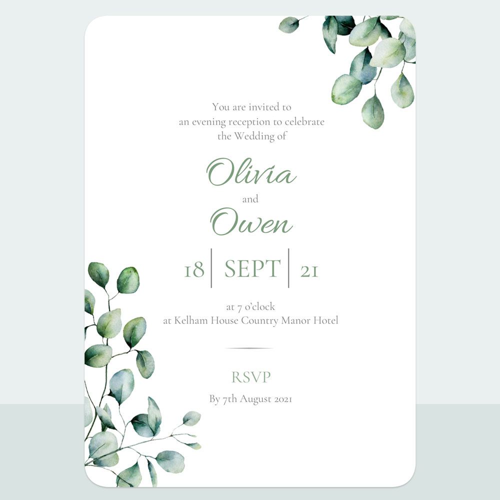 Eucalyptus - Evening Invitation & Information Card Suite