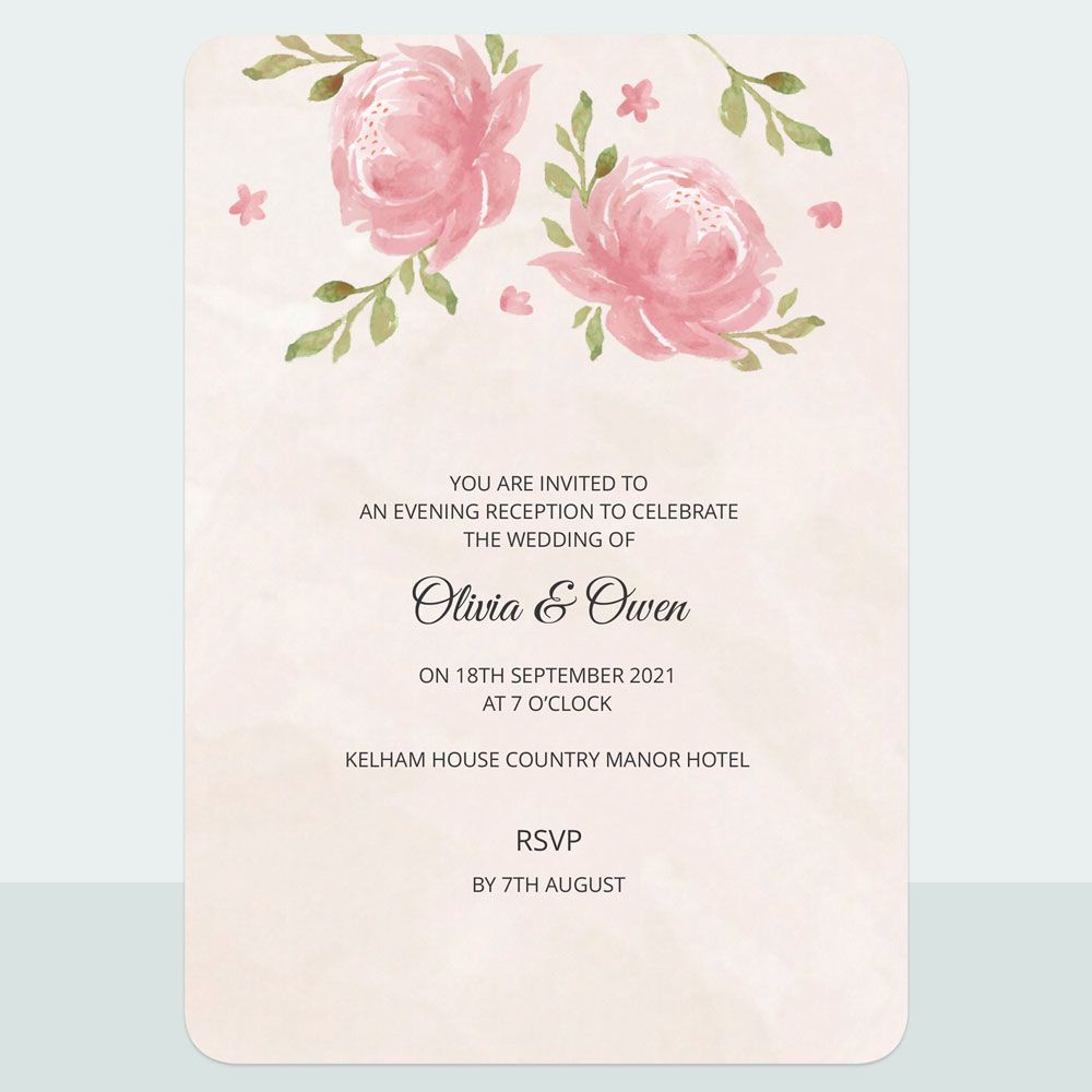 Painted Peonies - Evening Invitation & Information Card Suite