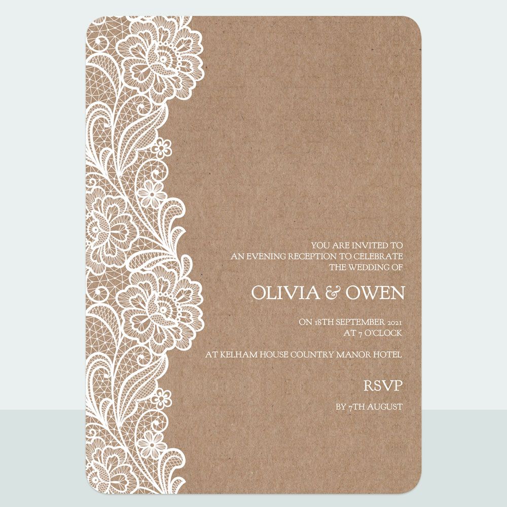 Traditional Rustic Lace - Evening Invitation & Information Card Suite