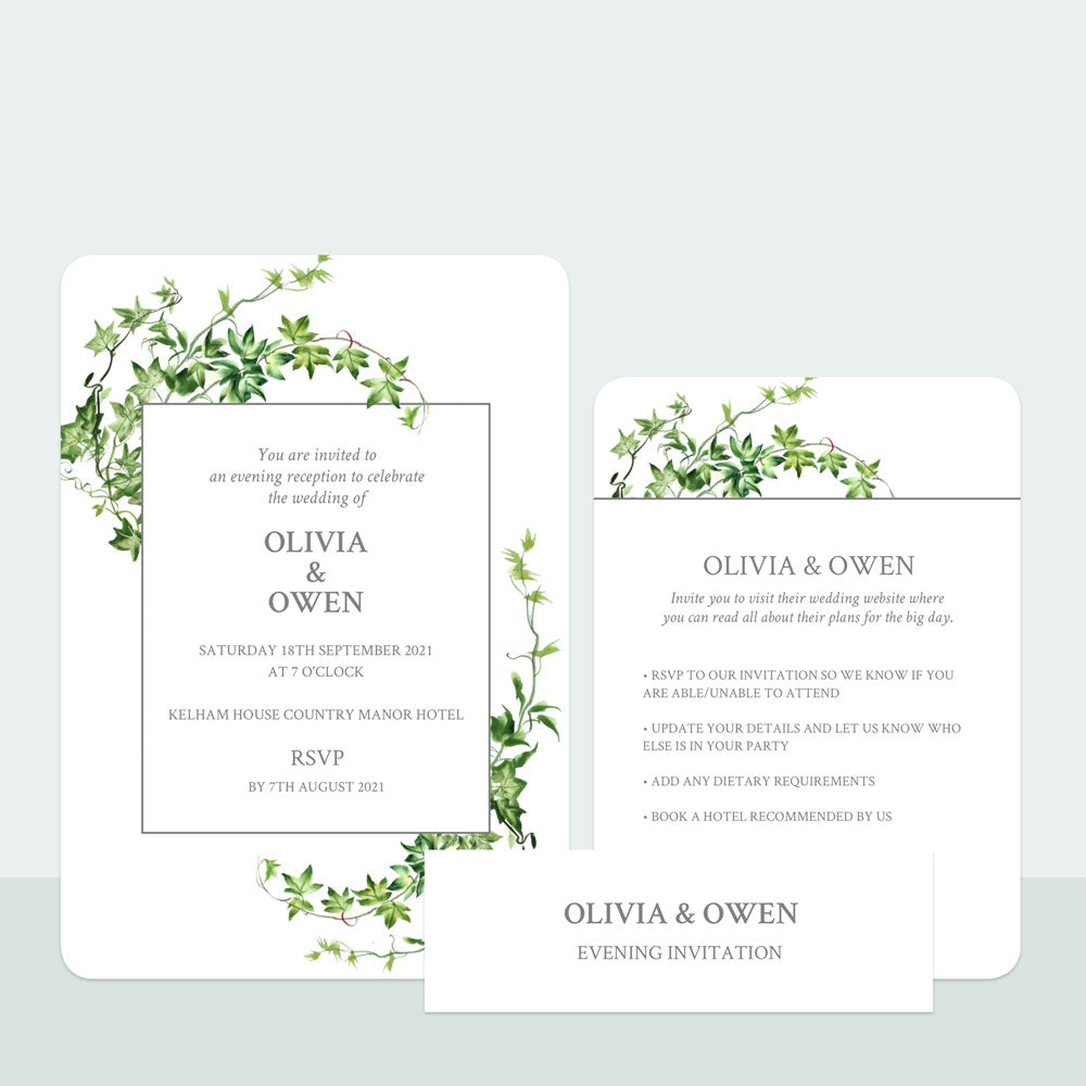 Ivy Garland - Evening Invitation & Information Card Suite