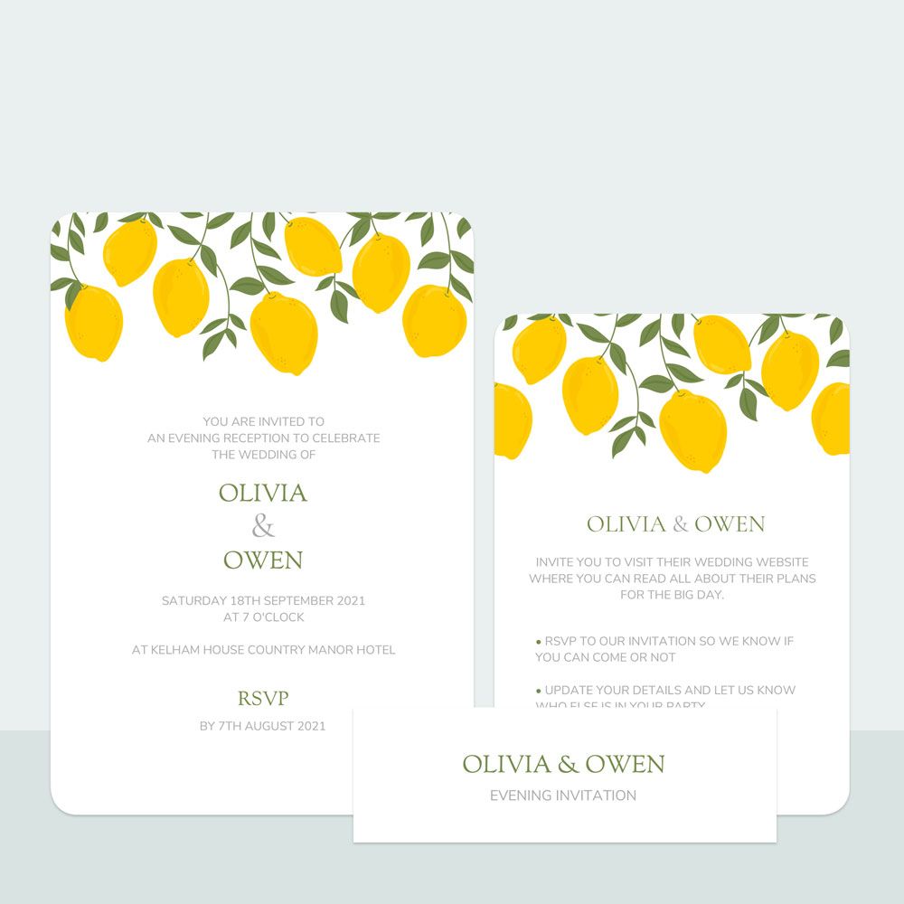 Lemons - Evening Invitation & Information Card Suite