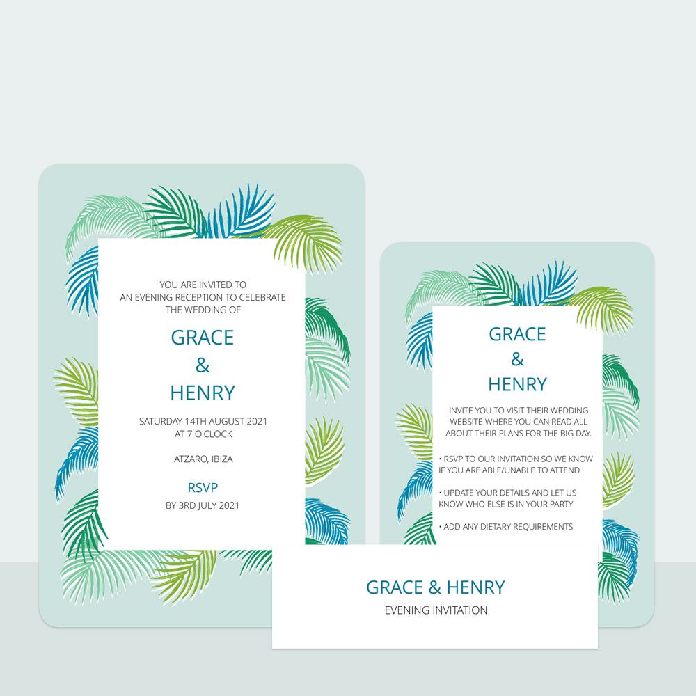 Tropical Fern - Evening Invitation & Information Card Suite