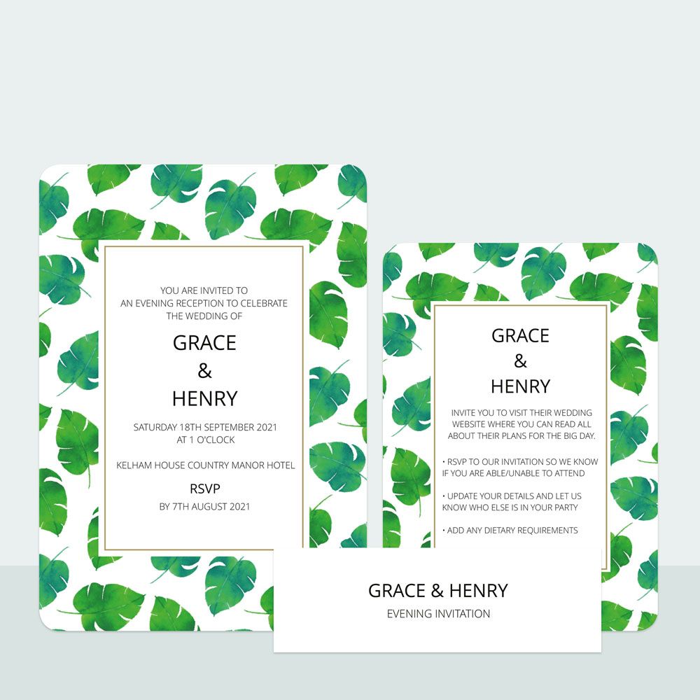 Tropical Palm - Evening Invitation & Information Card Suite