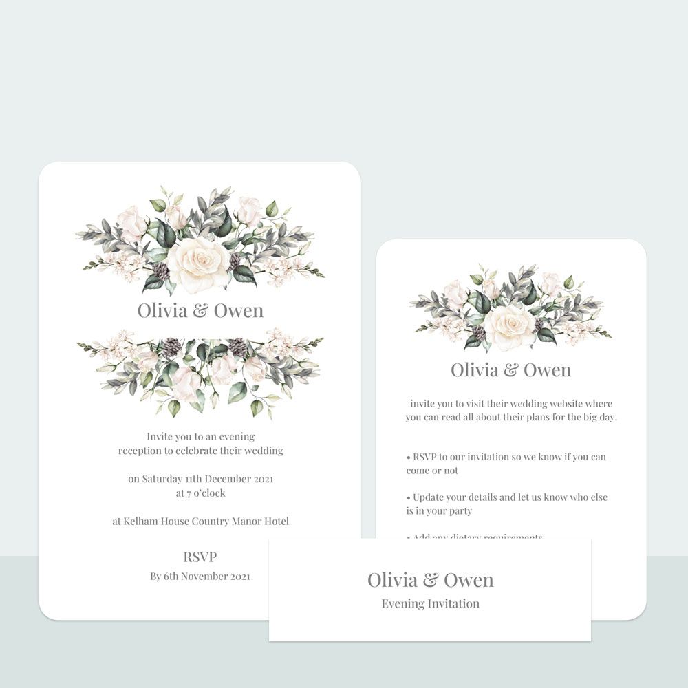 Winter Bouquet - Evening Invitation & Information Card Suite