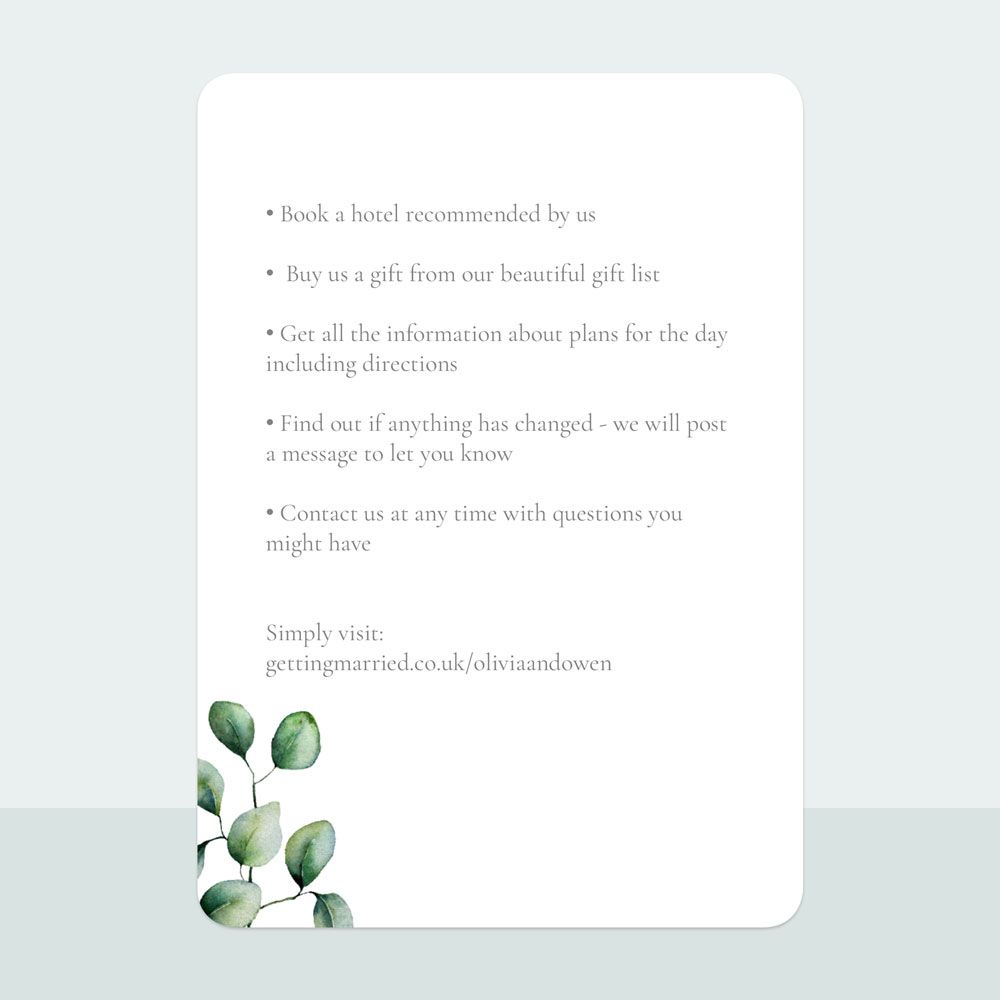 Eucalyptus - Evening Invitation & Information Card Suite
