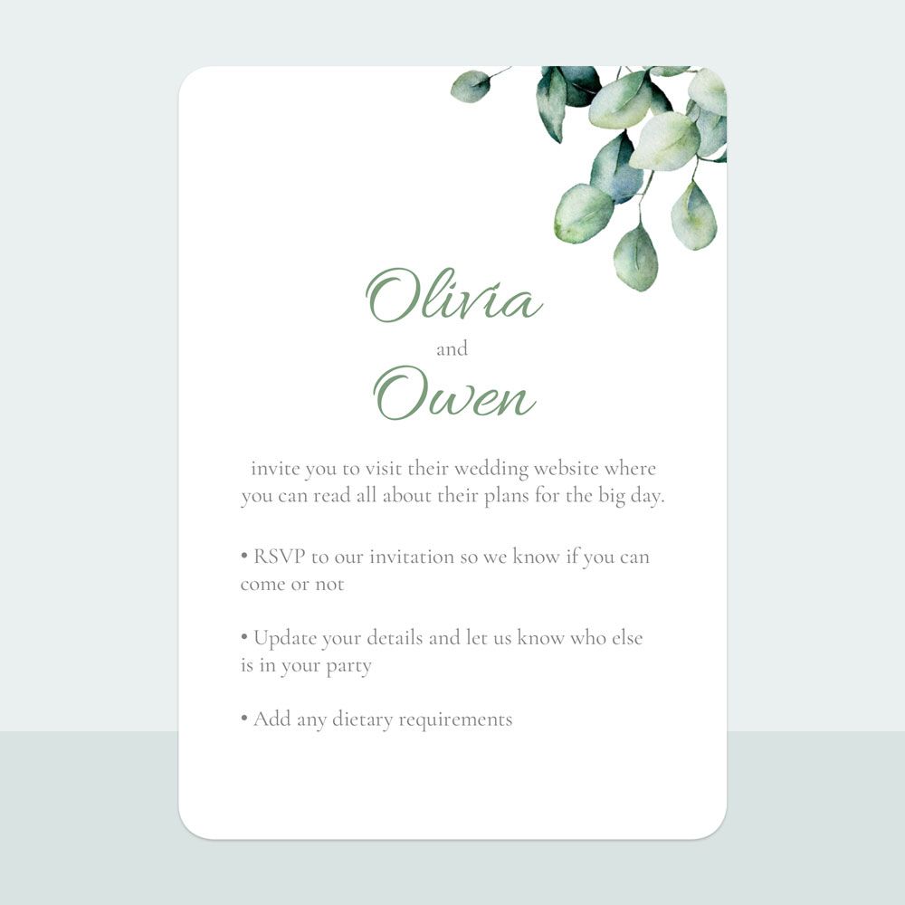 Eucalyptus - Evening Invitation & Information Card Suite