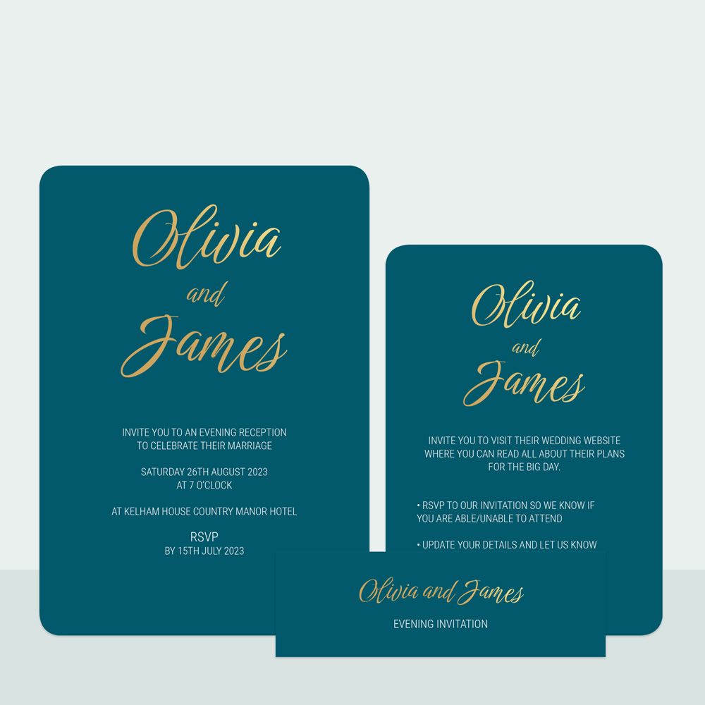 Classic Colour Script Bespoke - Foil Evening Invitation & Information Card Suite