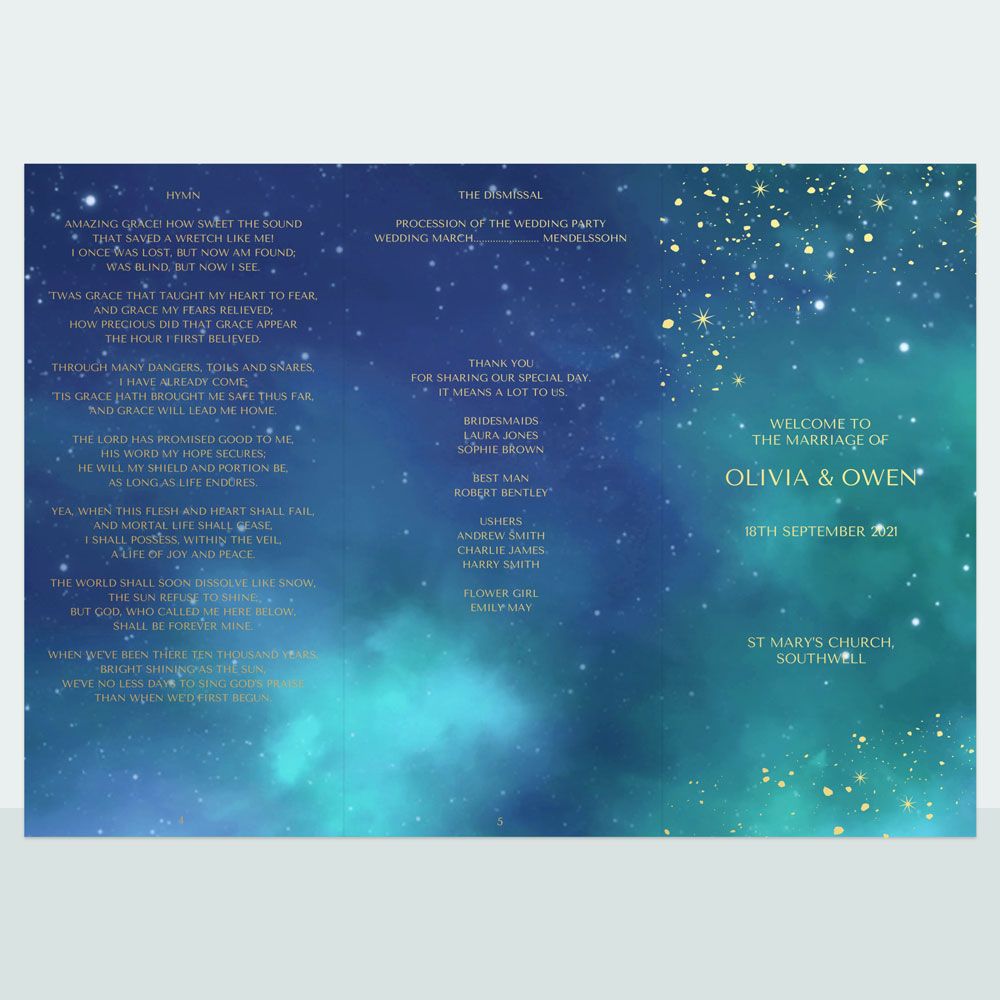 Midnight Stars - Foil Order Of Service Concertina