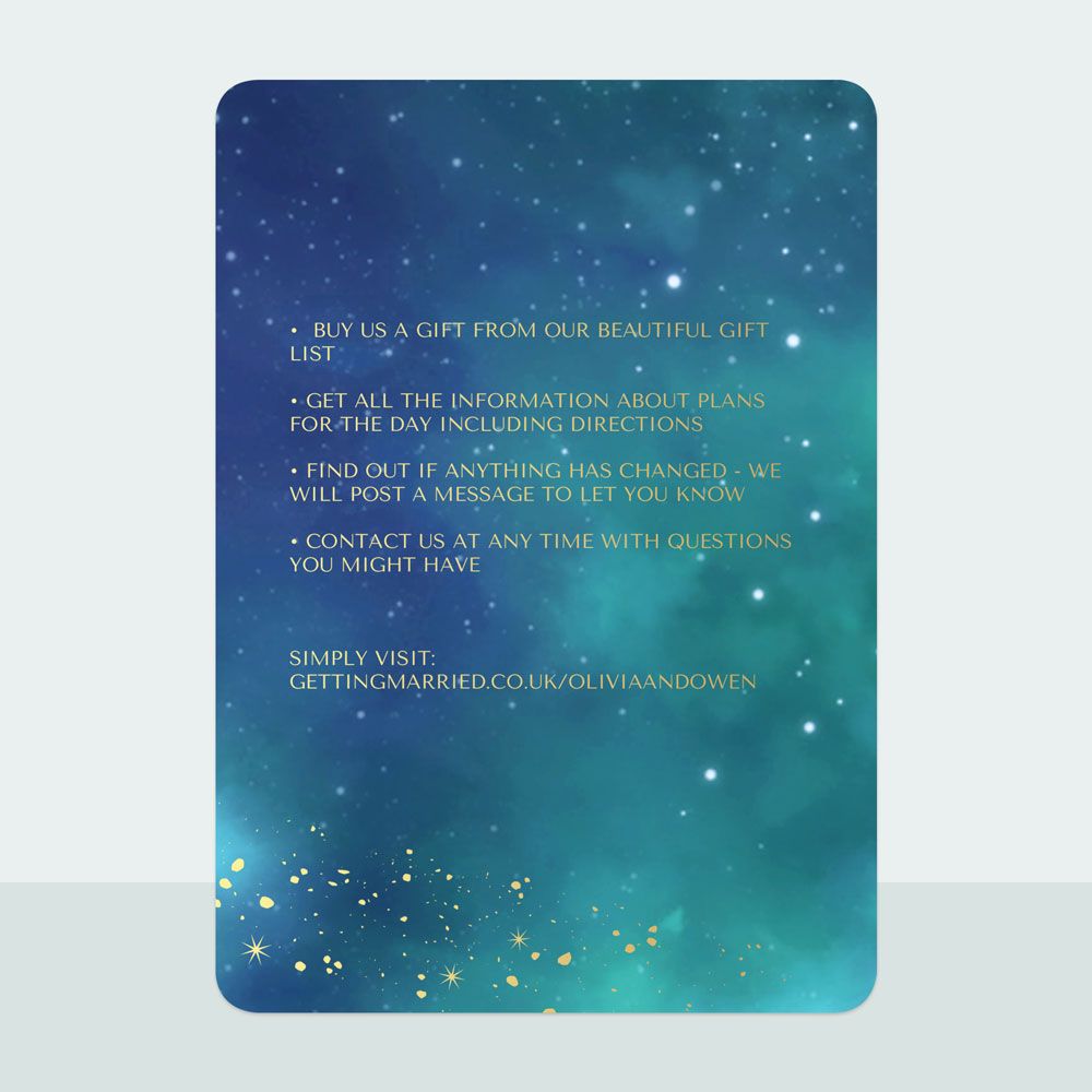 Midnight Stars - Foil Wedding Invitation & Information Card Suite