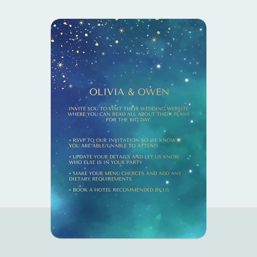 Midnight Stars - Foil Wedding Invitation & Information Card Suite