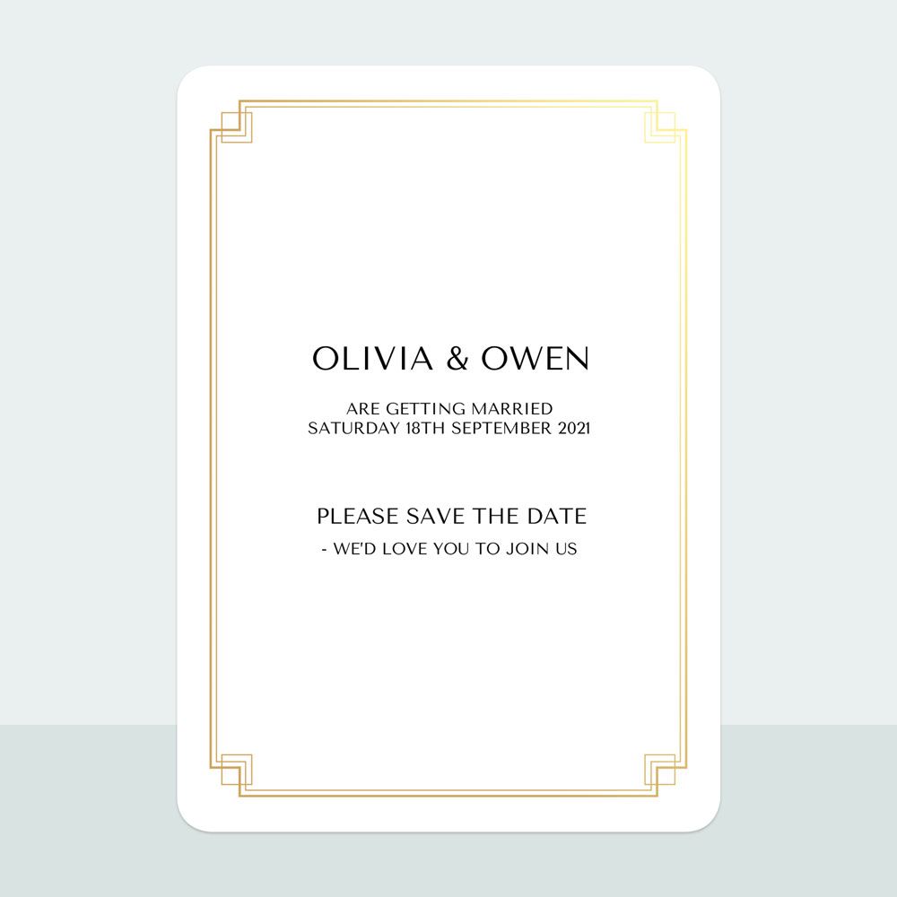 Art Deco Border - Foil Save the Date Cards