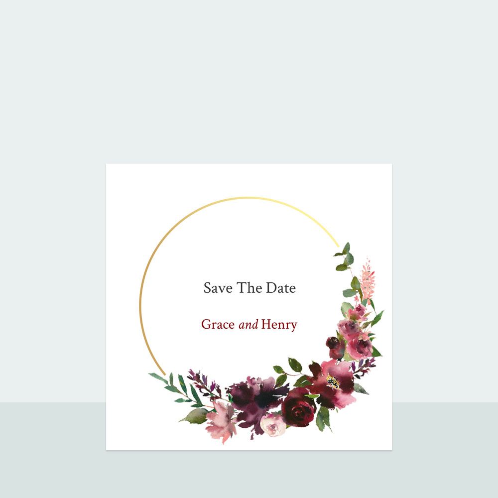 Crimson Garland - Foil Save the Date Cards