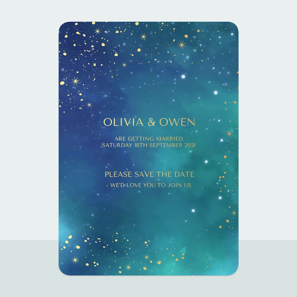 Midnight Stars - Foil Save the Date Cards