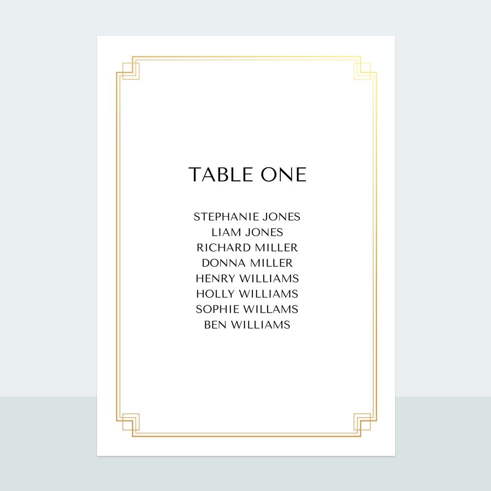 Art Deco Border - Foil Table Plan Cards