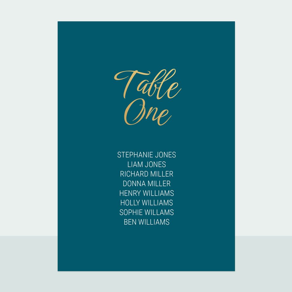 Classic Colour Script Bespoke - Foil Table Plan Cards