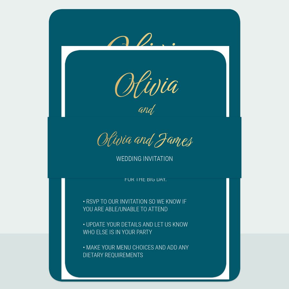 Classic Colour Script Bespoke - Foil Wedding Invitation & Information Card Suite