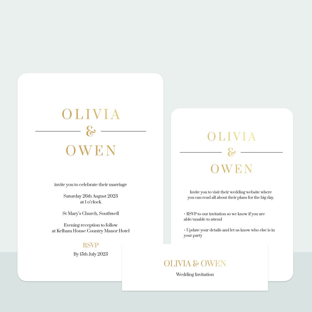 Classic Elegance Bespoke - Foil Wedding Invitation & Information Card Suite
