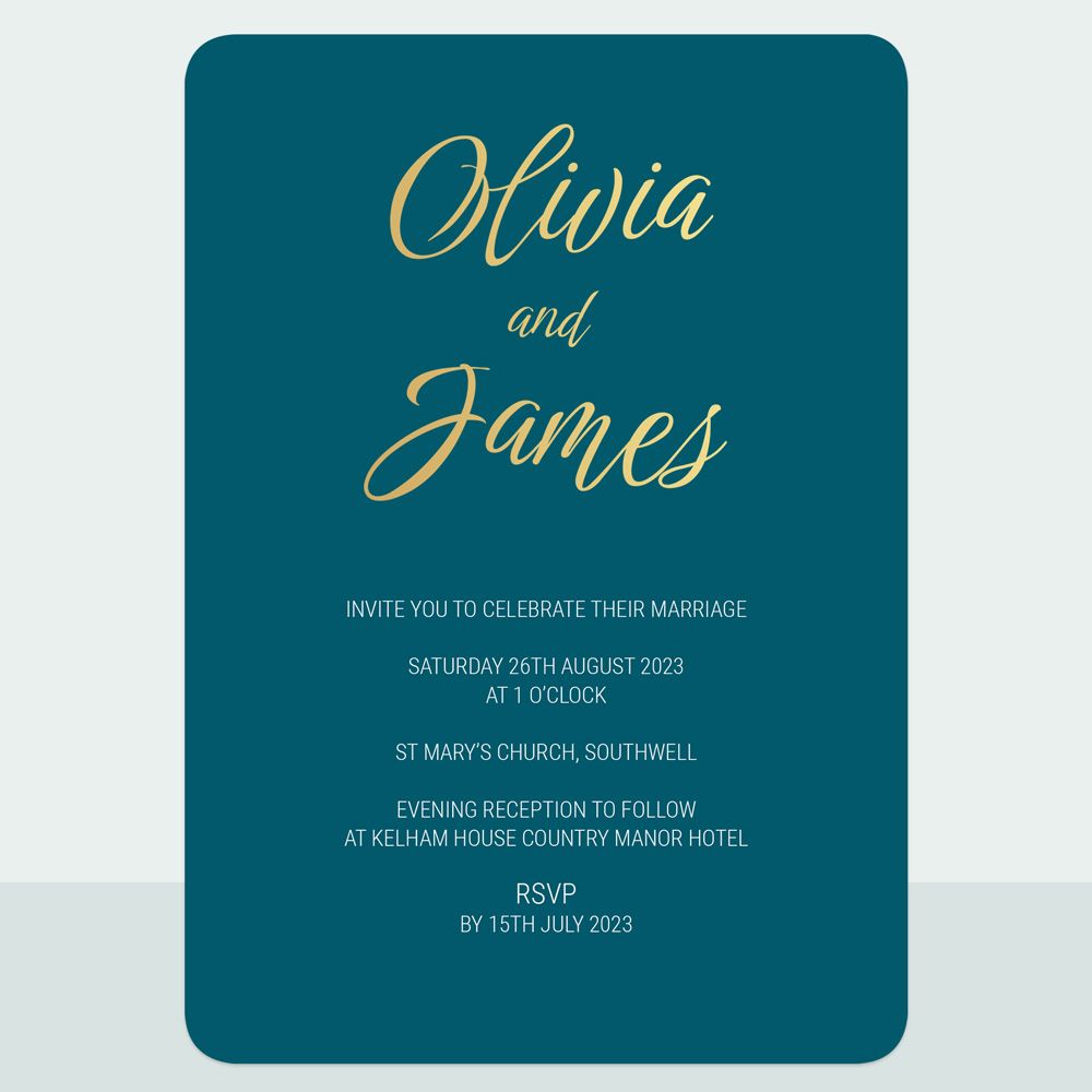 Classic Colour Script Bespoke - Foil Wedding Invitation & Information Card Suite