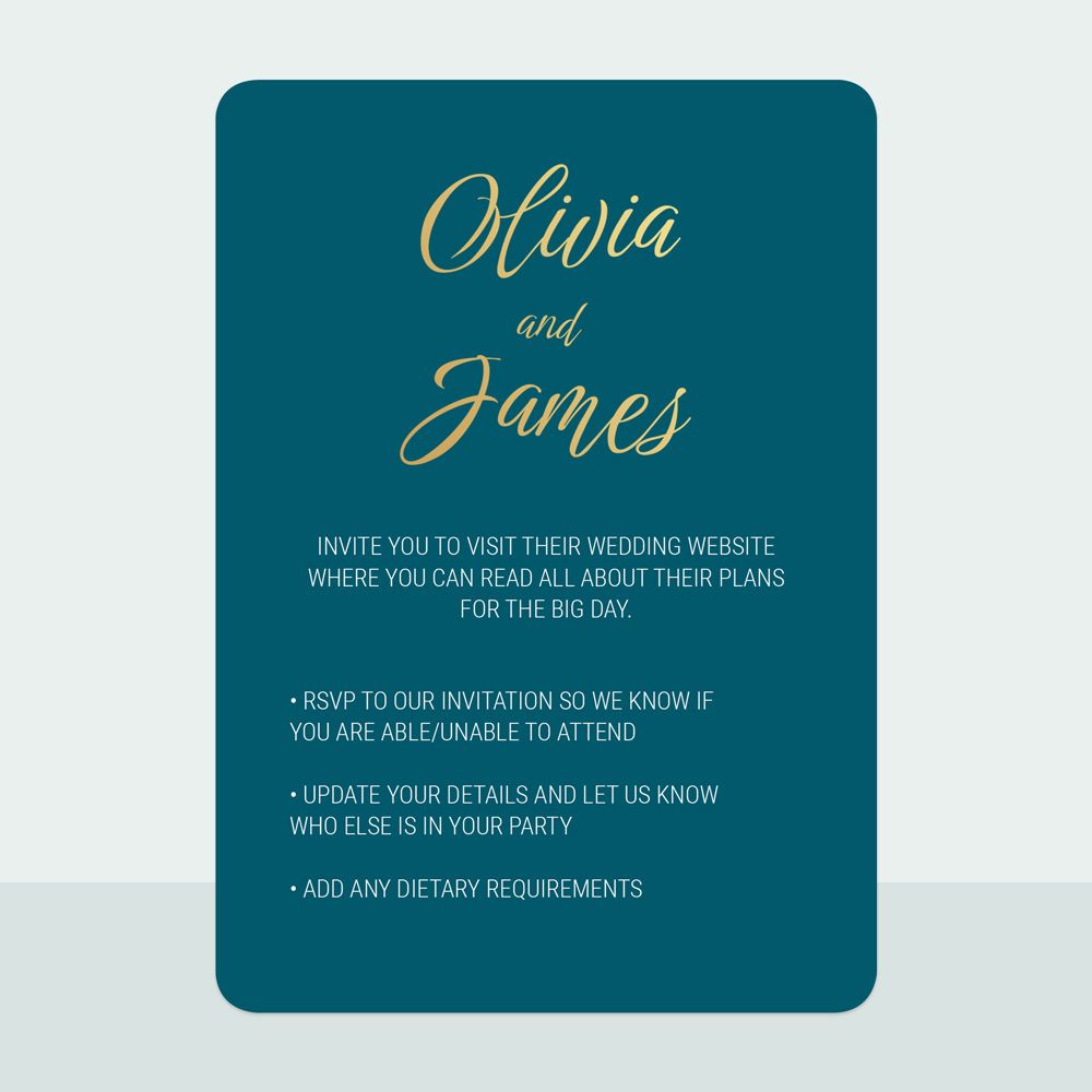 Classic Colour Script Bespoke - Foil Evening Invitation & Information Card Suite