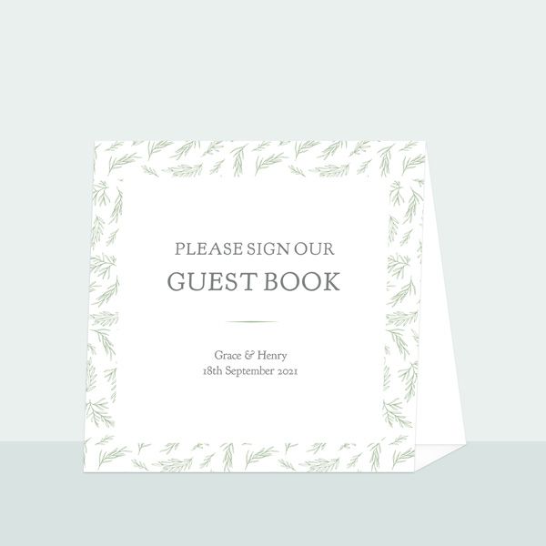 Dainty Leaf Border - Wedding Guest Book