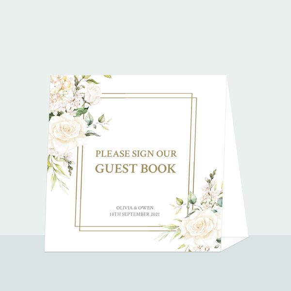 White Roses - Wedding Guest Book