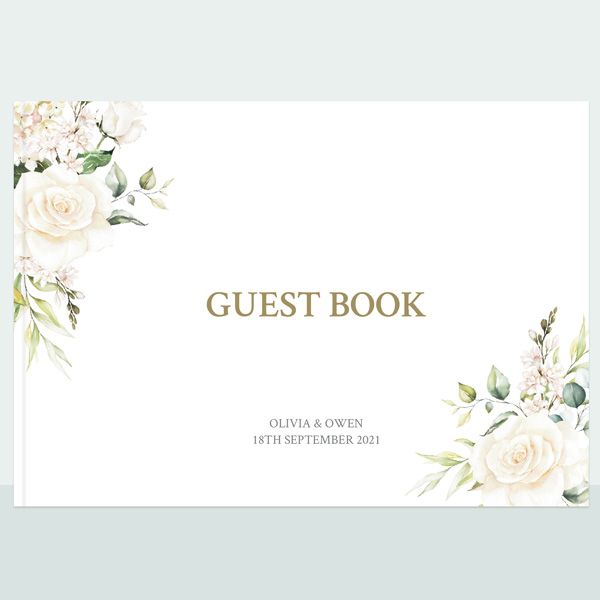 White Roses - Wedding Guest Book