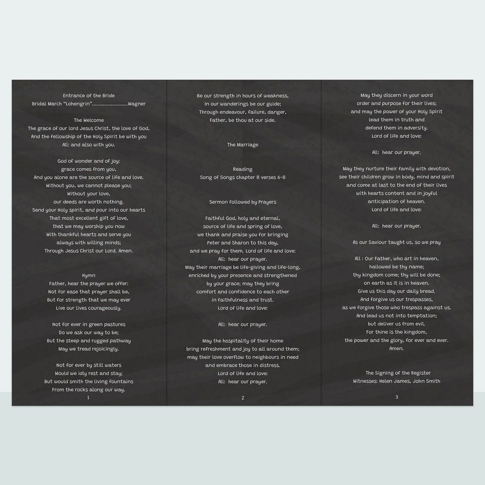 Chalkboard Hearts - Order Of Service Concertina