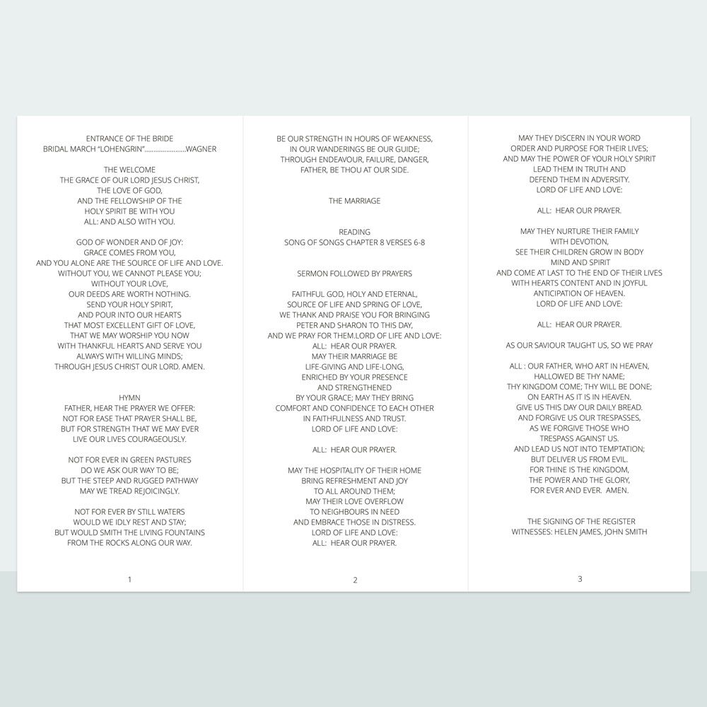Tropical Palm - Order Of Service Concertina