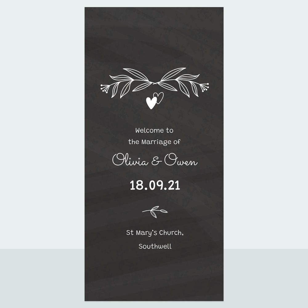 Chalkboard Hearts - Order Of Service Concertina