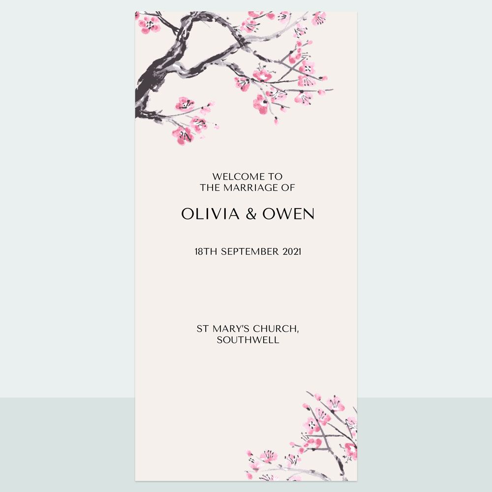 Cherry Blossom - Order Of Service Concertina