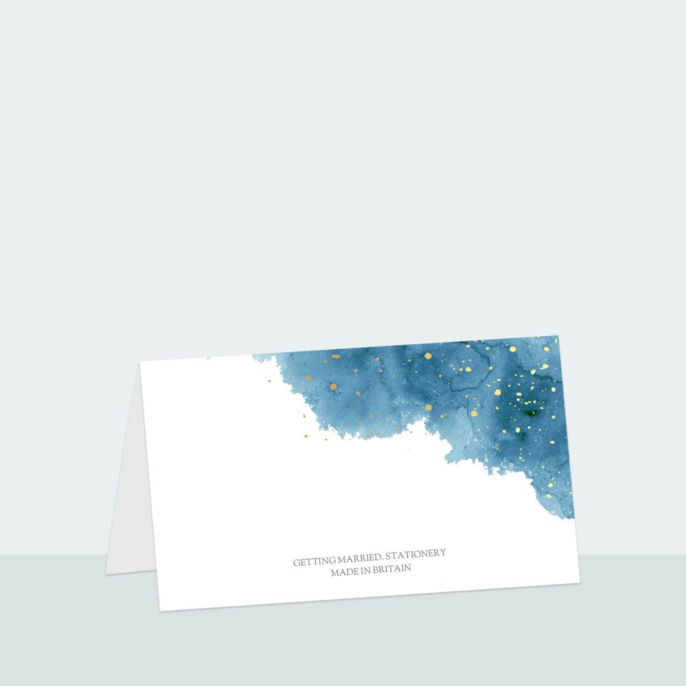 Blue Inkwash - Foil Place Card