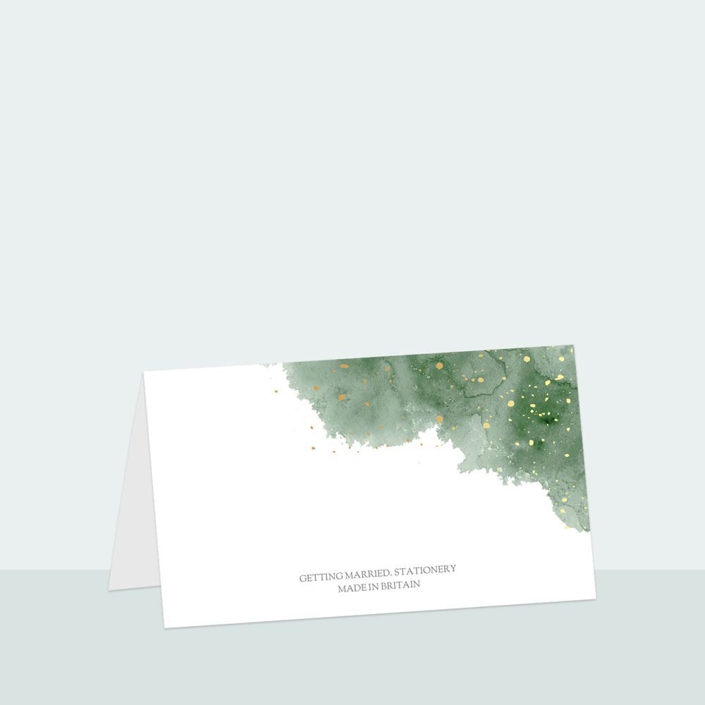 Green Inkwash - Foil Place Card