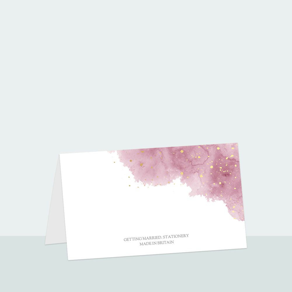 Pink Inkwash - Foil Place Card