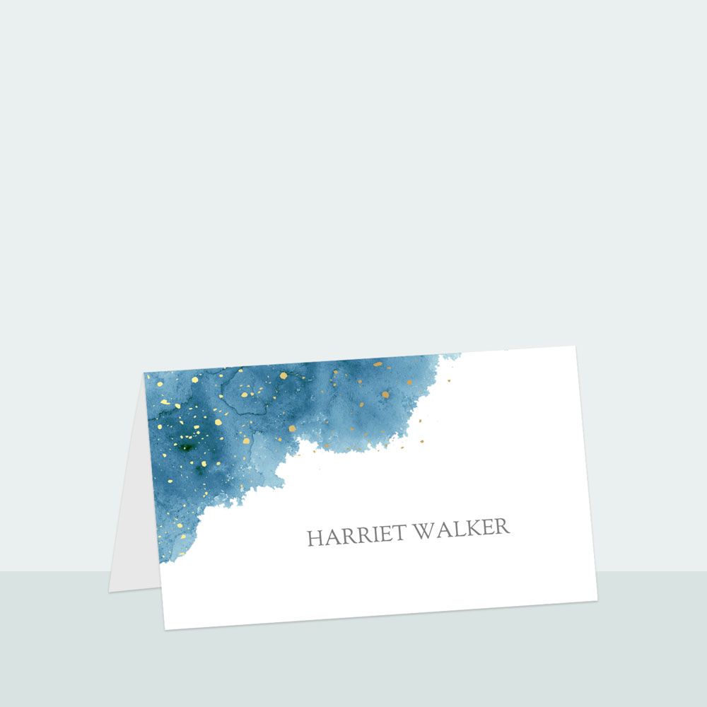 Blue Inkwash - Foil Place Card