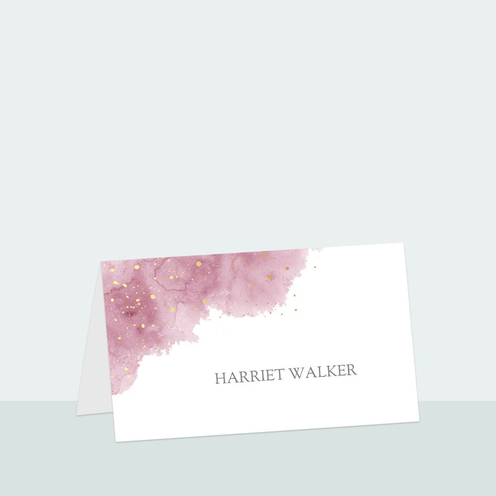 Pink Inkwash - Foil Place Card