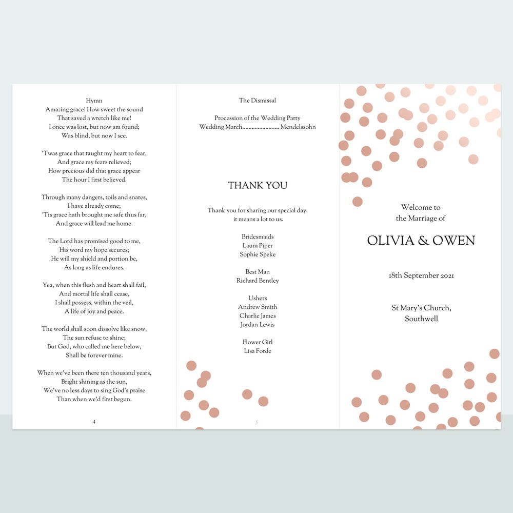 Confetti Shimmer - Foil Order Of Service Concertina