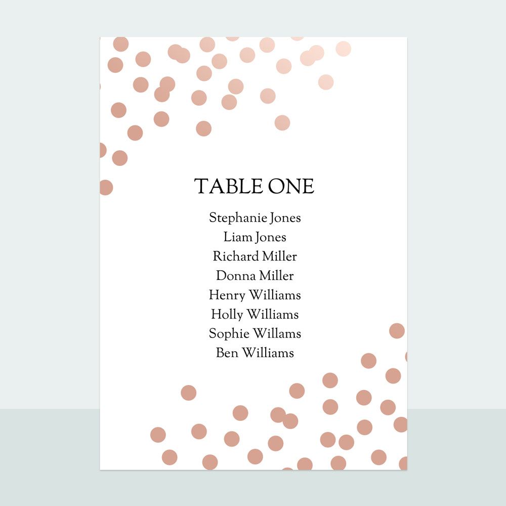 Confetti Shimmer - Foil Table Plan Cards