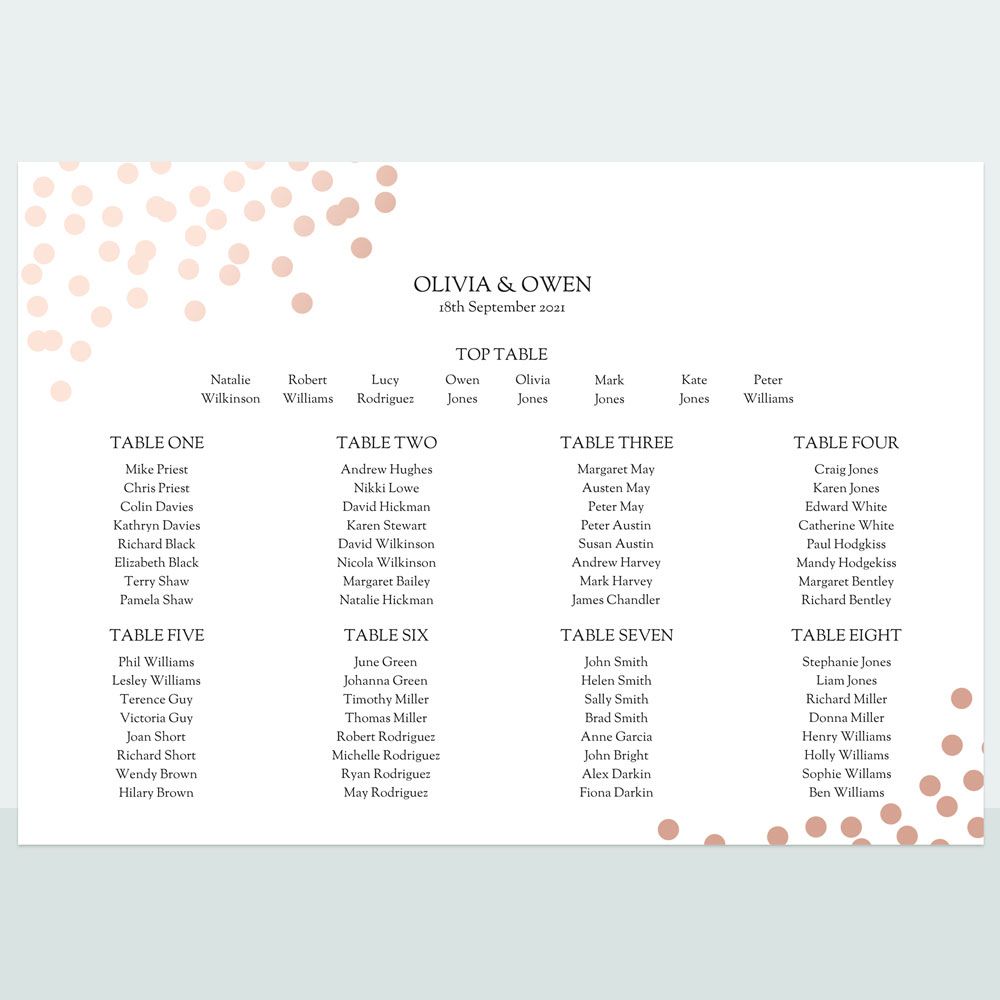 Confetti Shimmer - Foil Table Plan