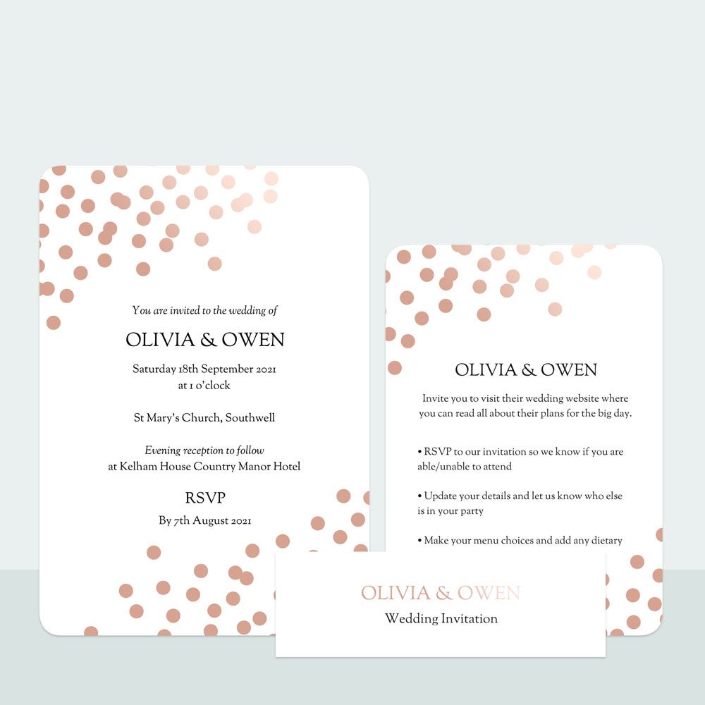 Confetti Shimmer - Foil Wedding Invitation & Information Card Suite