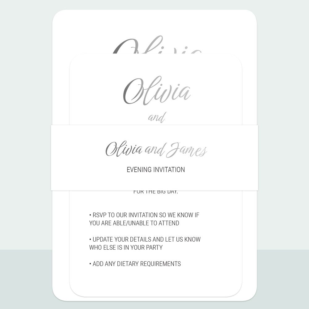 Classic Script - Foil Evening Invitation & Information Card Suite