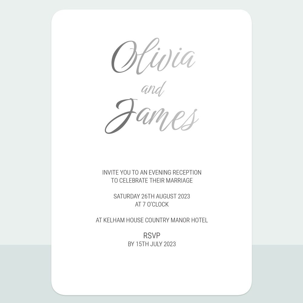 Classic Script - Foil Evening Invitation & Information Card Suite