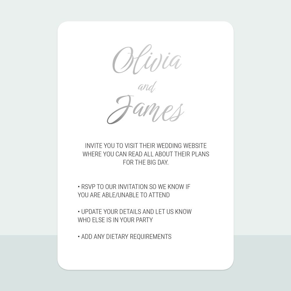 Classic Script - Foil Evening Invitation & Information Card Suite