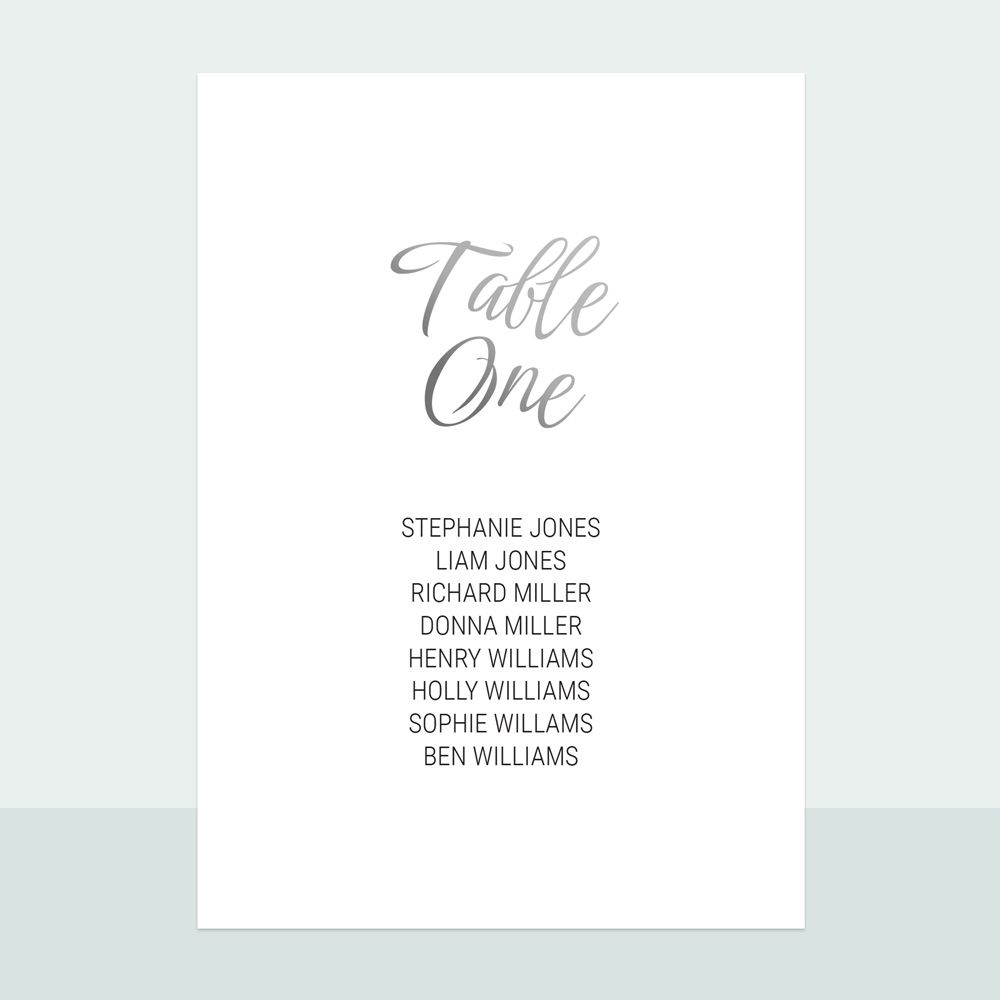 Classic Script - Foil Table Planner Cards - Fast Delivery at Dotty ...
