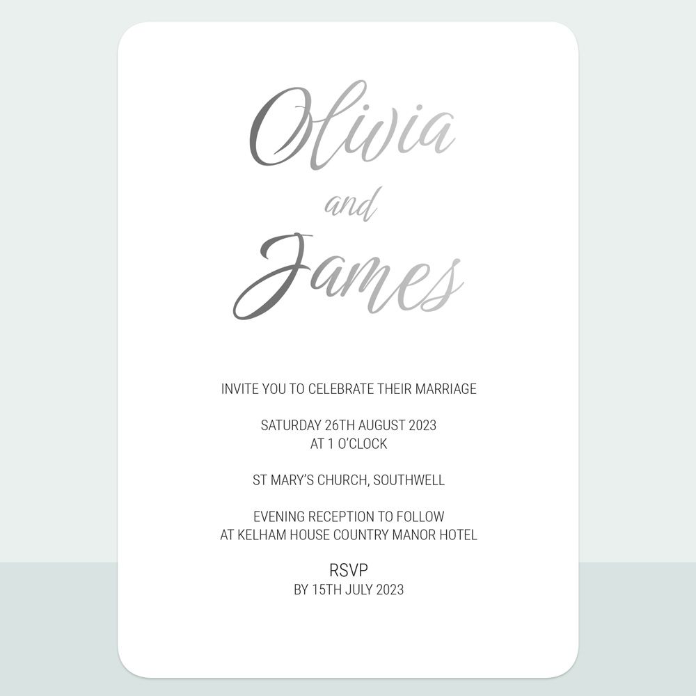 Classic Script - Foil Wedding Invitation & Information Card Suite